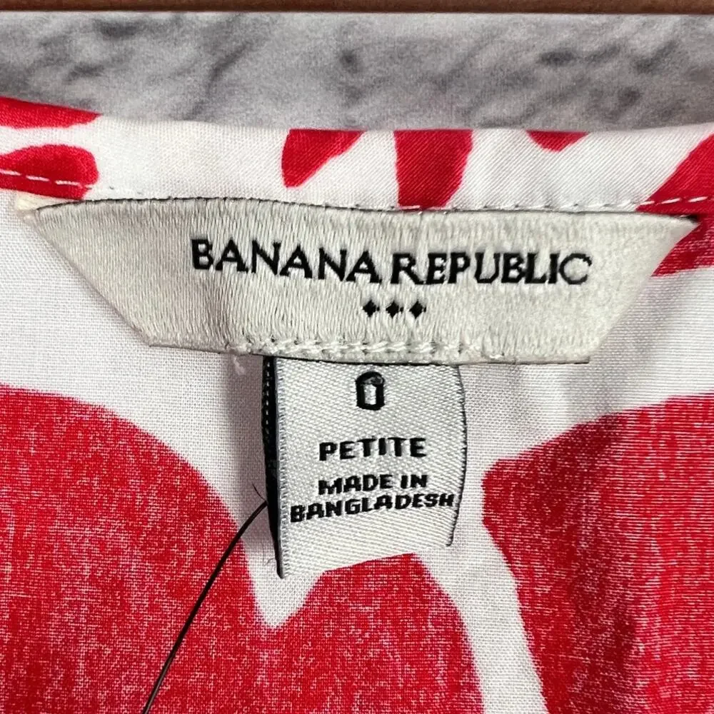 NWT Banana Republic Women 0P Tropical Resortwear Vacation Flounce Hem Midi Dress